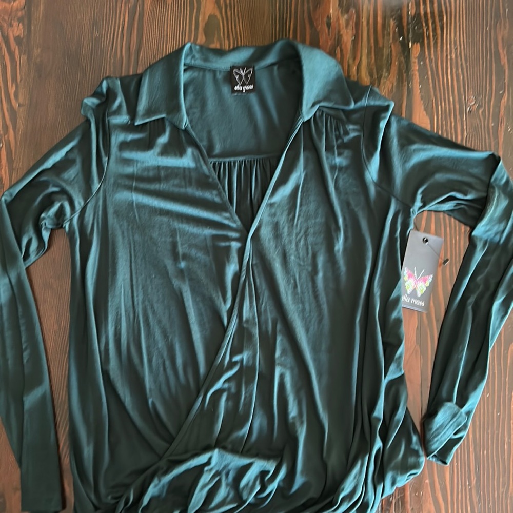 Forest green long sleeve blouse